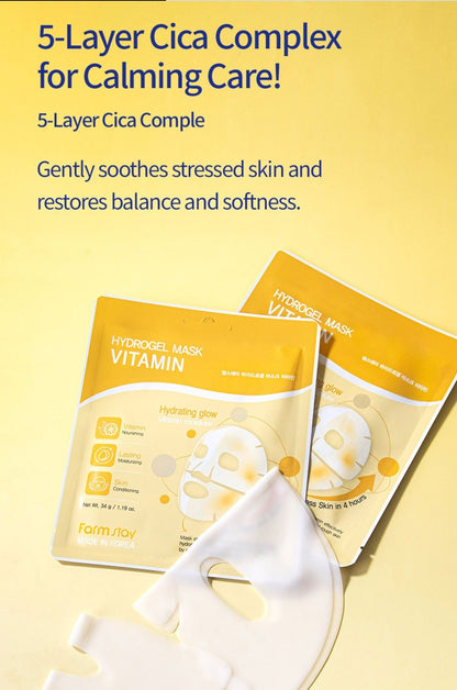 Farmstay Hydrogel Mask Vitamin – Melting Gel Sheet for Deep Hydration, Firming & Radiance, Non-Slip - 1 Mask