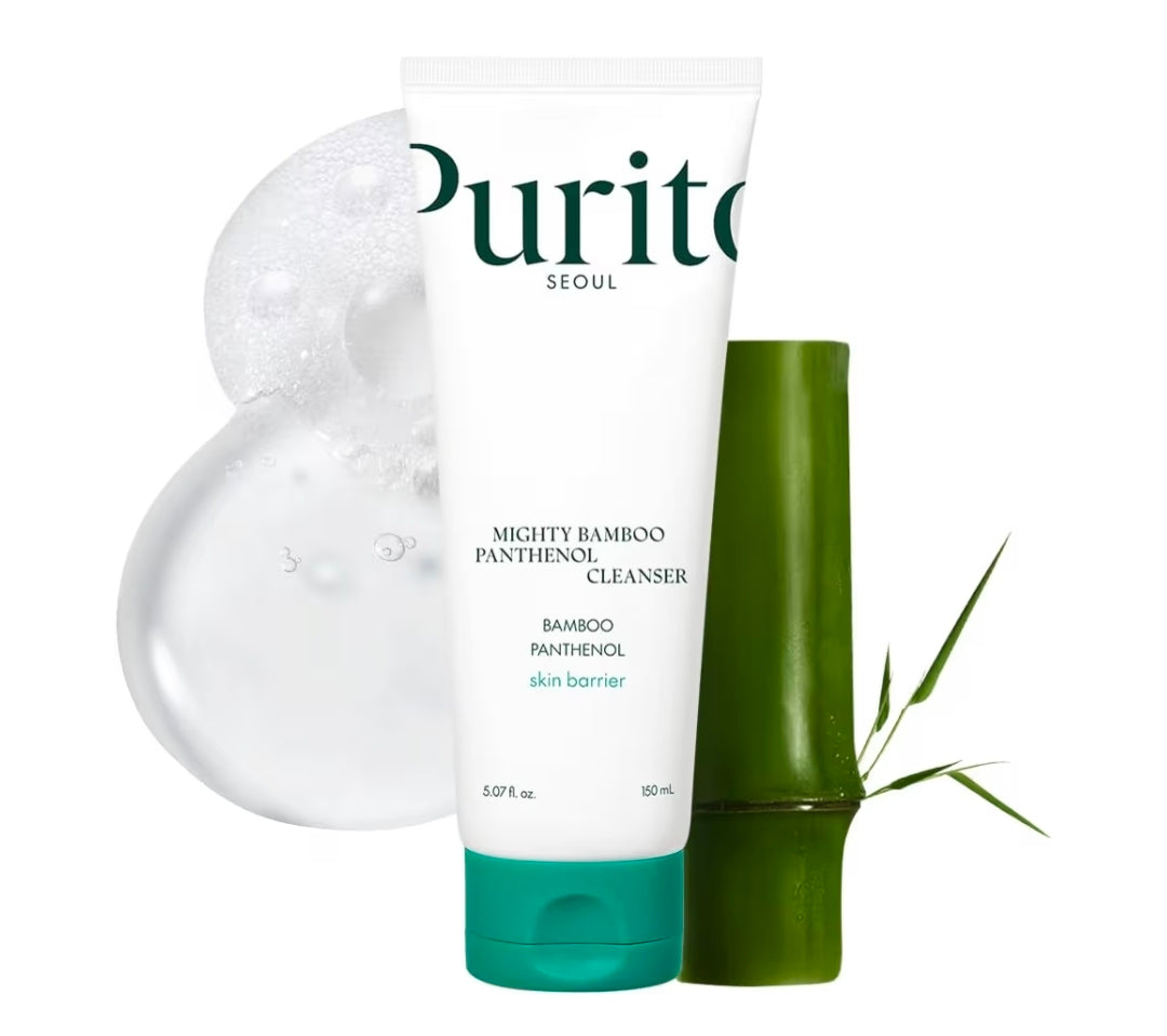 PURITO Mighty Bamboo Panthenol Cleanser - Gentle Face Wash for Moisturizing, Makeup Remover, for Sensitive Skin, Vegan & Cruelty-Free Face Cleanser