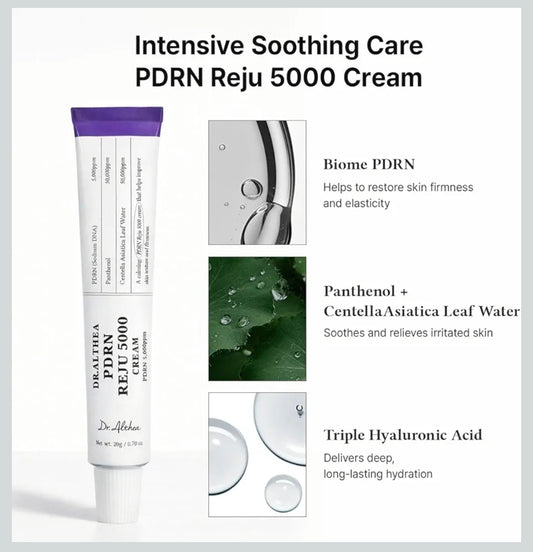 Dr.Althea PDRN Reju 5000 Cream - Biome PDRN Cream for Irritated, Sensitive Skin, Soothing Moisturizer with Panthenol and Centella, Korean Vegan Skin Care for All Skin Types