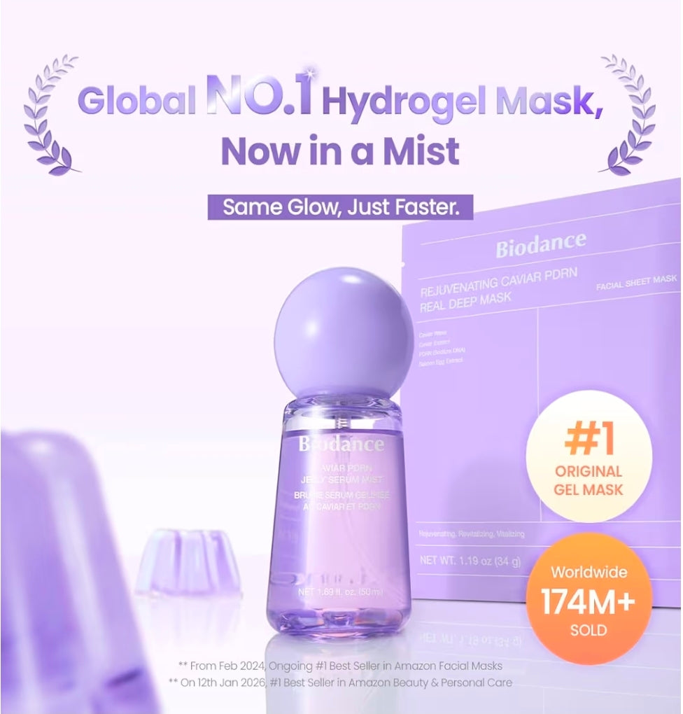 BIODANCE Caviar PDRN Jelly Serum Mist - Hydrating Face Mist, Revitalizing & Radiance Face Spray, Sprayable Hydrogel