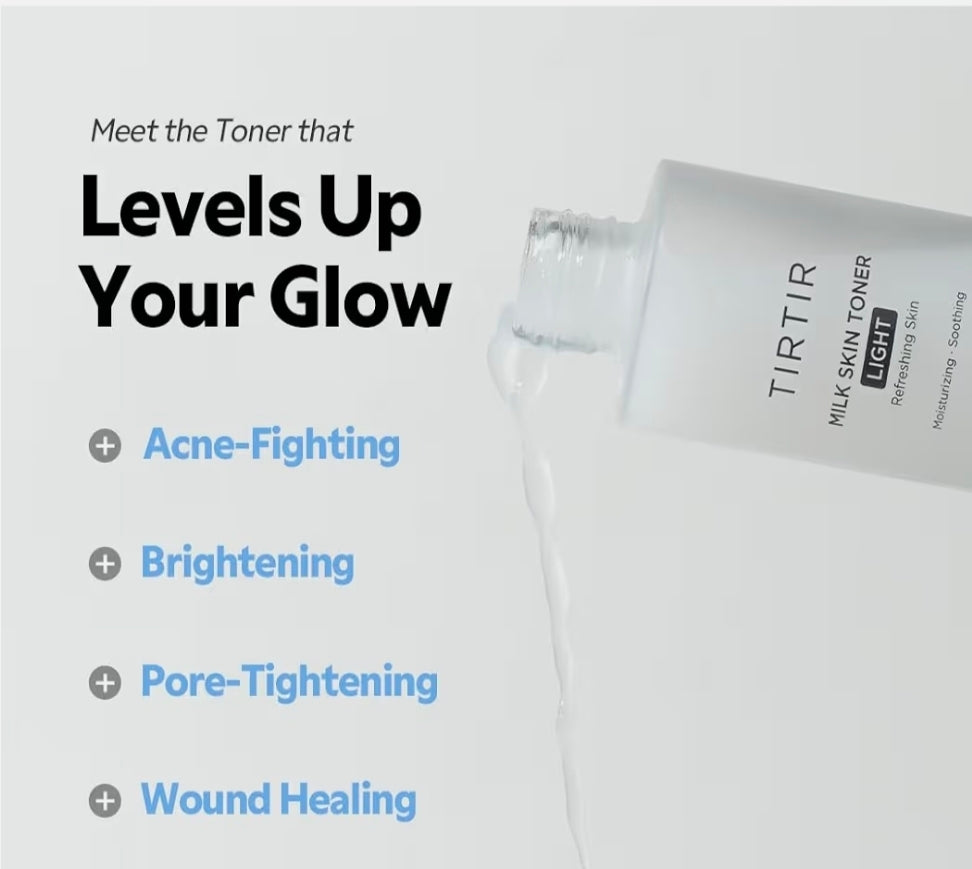TIRTIR Travel Set - Korean Mini Glow Routine - TIRTIR Ceramic Milk Ampoule (0.33Oz) + TIRTIR Hydro Boost Enzyme Cleansing Balm (0.30oz) + TIRTIR Milk Skin Rice Toner Light (0.67oz) + 9 Wishes Rice Mask (1)