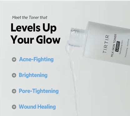 TIRTIR Travel Set - Korean Mini Glow Routine - TIRTIR Ceramic Milk Ampoule (0.33Oz) + TIRTIR Hydro Boost Enzyme Cleansing Balm (0.30oz) + TIRTIR Milk Skin Rice Toner Light (0.67oz) + 9 Wishes Rice Mask (1)