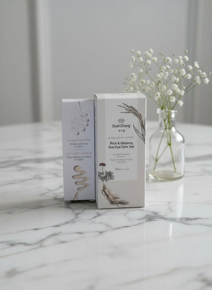 DumiDang Rice & Ginseng Duo Eye Care Set - Serum + Cream,  Brightens and Improves fine lines - Vita Rice Brightening Serum & Retinal Ginseng Anti-Aging Cream