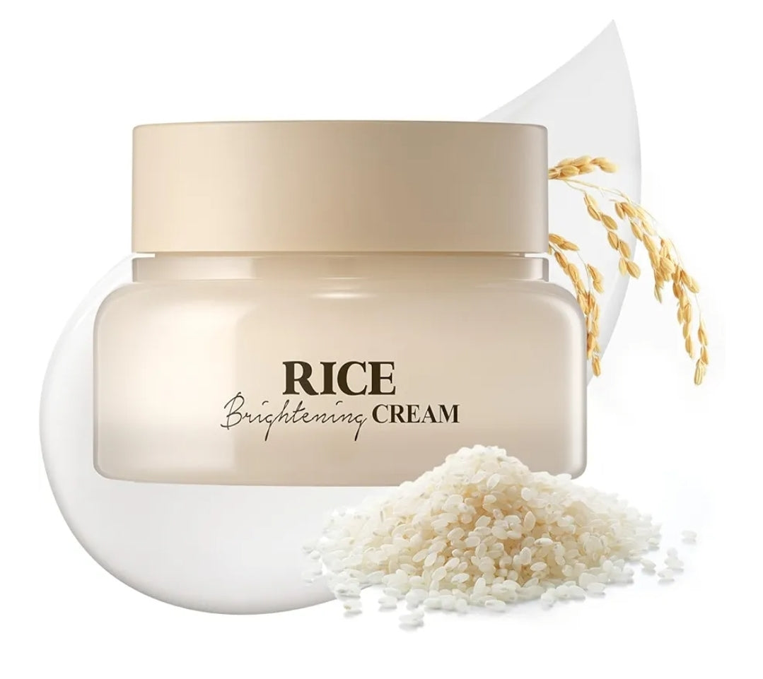 Skinfood Rice Brightening Cream - Moisturizer for Glow Glass Skin, Fermented Rice Water Milk, Replenishing, Whitening, Deep Hydrating, Dark Spot Correcting, Vegan