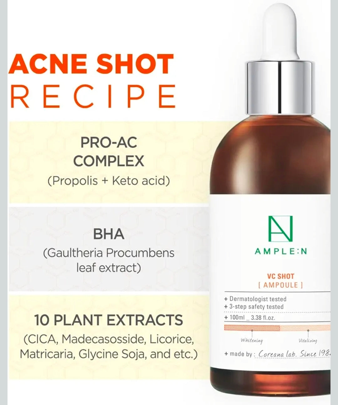 AMPLE:N VC Shot Serum - Suero facial antiedad con vitamina C - Uniformiza la pigmentación y las manchas de la edad - Vitamina C para eliminar el daño solar y reducir las arrugas