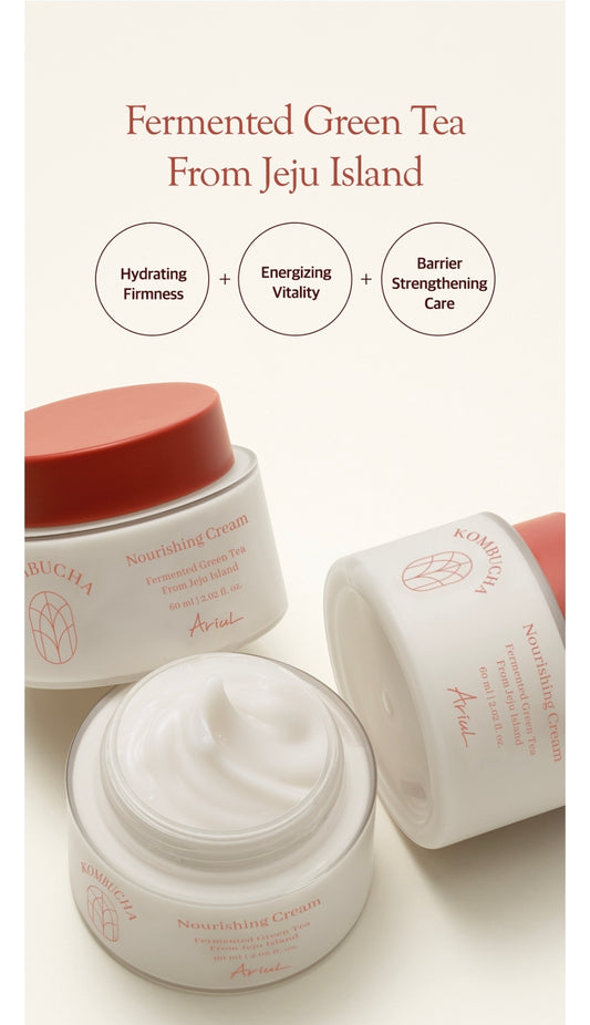 Crema nutritiva Ariul Kombucha: escualano y ceramida, niacinamida, colágeno vegetal, reafirmante, elasticidad y reparación.