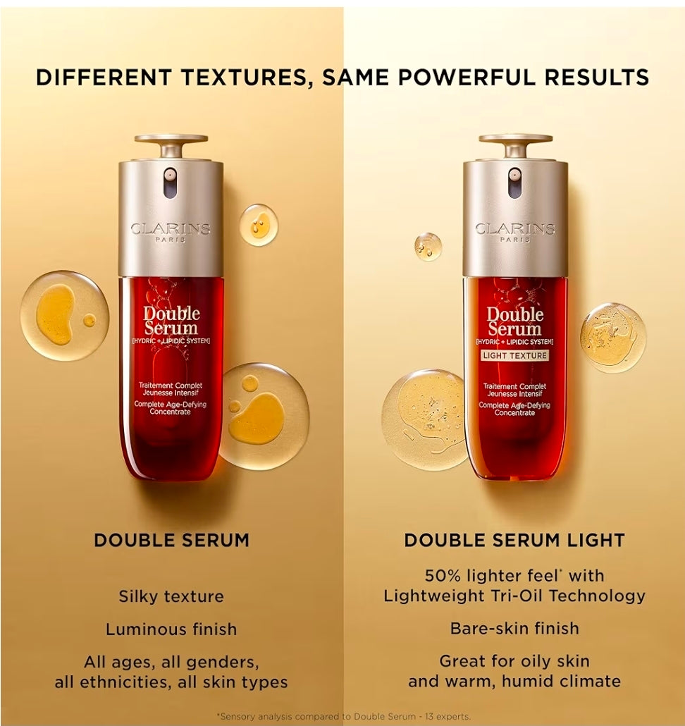 Clarins DOUBLE SERUM 1.7oz - Anti Aging Face Serum, Visibly Firms, Smoothes, Boosts Radiance, and Refines Pores, 24H Hydration, All Skin Types - Daily serum in perfect ratio to mimic skin for max efficacy on firmness, wrinkles, radiance
