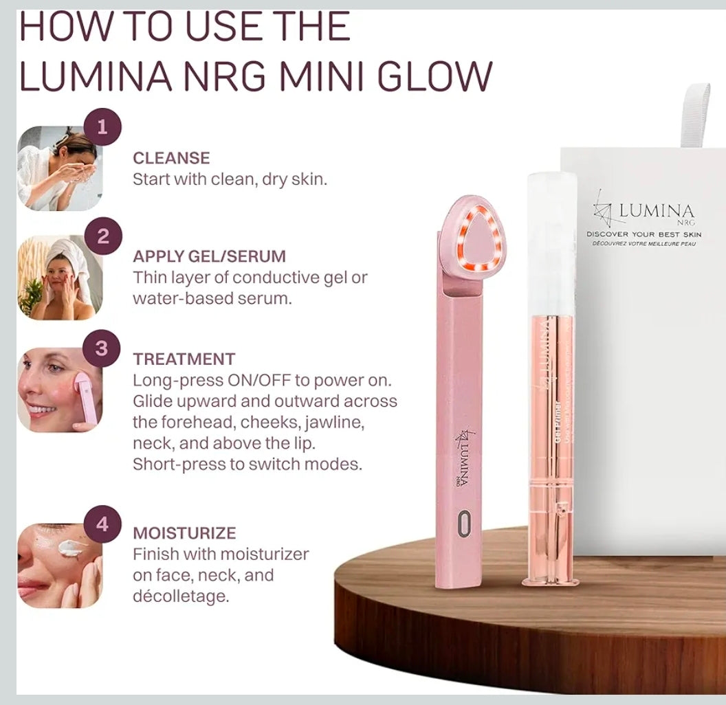 Lumina NRG Mini Glow PRO 5-in-1 LED Face Wand Lifting, Tightening, F Premium SkinCare Lumina NRG Mini Glow PRO 5-in-1 LED Face Wand Lifting, Tightening, F Premium SkinCare