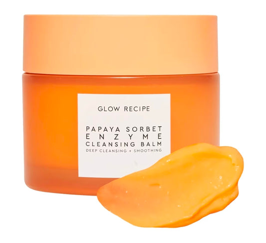 Glow Recipe Papaya Enzyme Cleansing Balm Makeup Remover - Gentle Exfoliator, Makeup Melting Balm & Cleanser - Exfoliating Face Wash to Even Skin Tone & Lock-in Facial Hydration