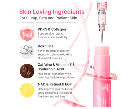 medicube PDRN Pink Collagen Volume Multi Balm Stick - Volufiline, PDRN, NAD, Collagen, Balm for Under-Eyes, Neck, Forehead, Smile Lines, Lips, Plumping, Radiance