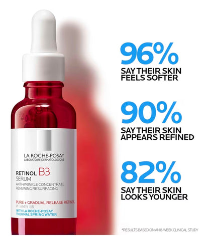 Suero facial con retinol puro y vitamina B3 de La Roche-Posay: suero facial antiedad para líneas de expresión, arrugas y daño solar prematuro, revitaliza e hidrata. Apto para pieles sensibles.