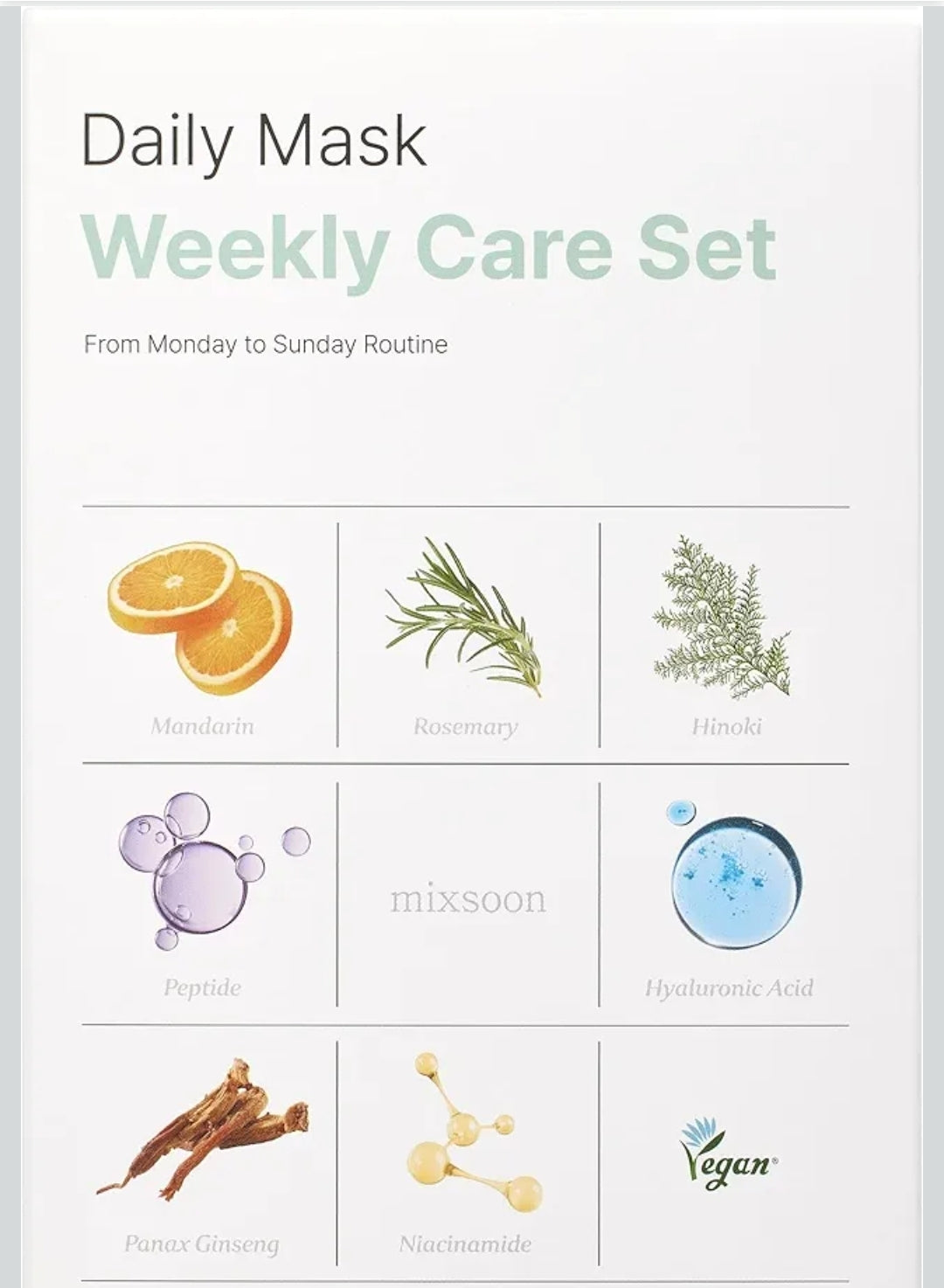 Mixsoon Daily Mask Weekly Care - Thin Plant-Based Cellulose Mask - 1 Box / 7 Masks