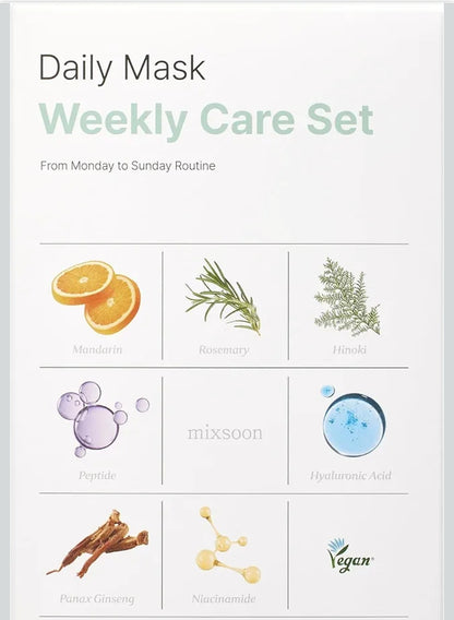 Mixsoon Daily Mask Weekly Care - Thin Plant-Based Cellulose Mask - 1 Box / 7 Masks