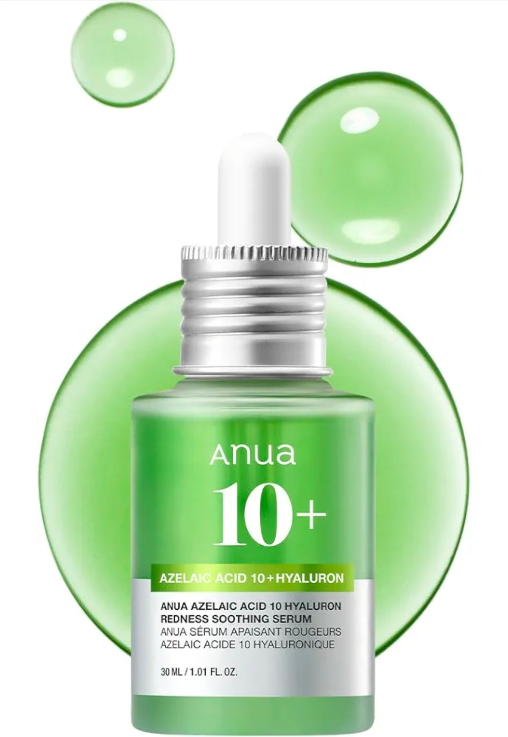 Anua Azelaic Acid 10 Hyaluron Redness Soothing Serum, Facial Serum for Troubled & Sensitive Skin, Breakouts, Hyaluronic Acid, Niacinamide, Spot Care, Natural Color