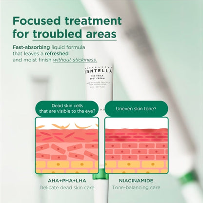 SKIN1004 Tea-Trica Spot Cream - Tratamiento localizado con Centella Asiática y Árbol de Té, crema hidratante facial para calmar áreas específicas, crema de Cica para una piel de aspecto limpio, cuidado de la piel coreano