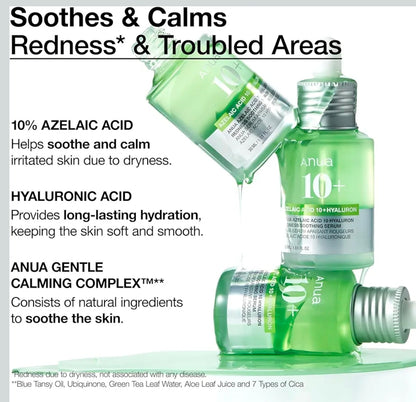 Anua Azelaic Acid 10 Hyaluron Redness Soothing Serum, Facial Serum for Troubled & Sensitive Skin, Breakouts, Hyaluronic Acid, Niacinamide, Spot Care, Natural Color