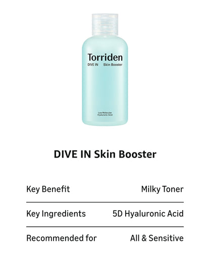 Torriden DIVE IN Skin Booster - Deep Nourishing Facial Toner Essence for Dry, Sensitive Skin Hyaluronic Acid, Panthenol, Ceramide