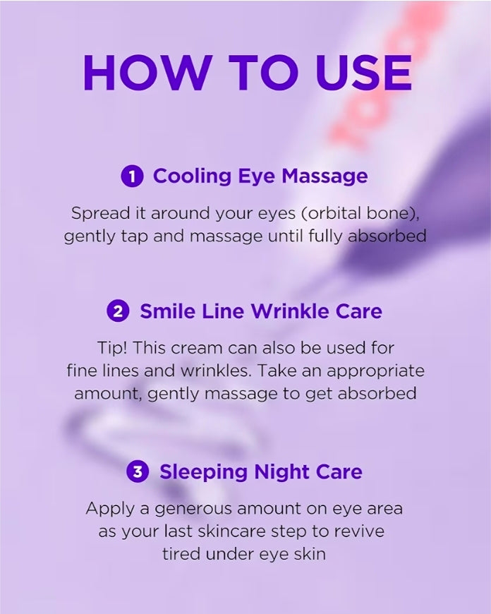 Crema iluminadora de colágeno Tocobo para ojos en gel: tratamiento vegano con retinol para ojeras e hinchazón. Fórmula ligera e hidratante con niacinamida y lavanda. Aclara las líneas de expresión.
