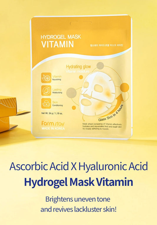 Farmstay Hydrogel Mask Vitamin – Melting Gel Sheet for Deep Hydration, Firming & Radiance, Non-Slip - 1 Mask