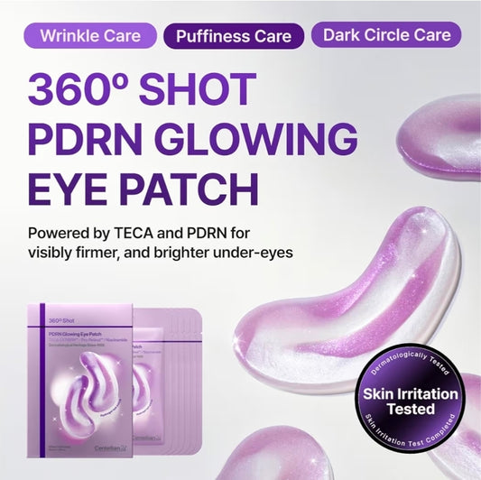 Centellian 24 360 Shot PDRN Glowing Eye Patch - Infused with Glutathione, Niacinamide, and White Tomato, it instantly illuminates shadowed under-eyes and gradually improves skin tone - 1 pair
