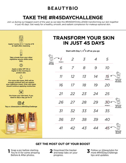 BeautyBio R45 The Reversal - Set de tratamiento antiedad con retinol - Tratamiento multifase de 45 días con retinol - Renovación celular de la piel
