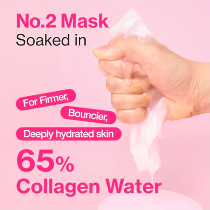 Mascarilla de tejido rellenadora de colágeno Numbuzin No.2 Rose PDRN: iluminadora, hidratante, reafirmante y humectante, con colágeno y péptidos, PDRN (1 mascarilla)