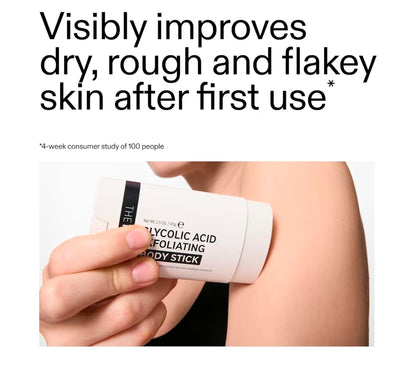 The INKEY List Glycolic Acid Exfoliating Body Stick - Deep Exfoliation for Rough, Bumpy Skin, Fragrance Free, Targets KP & Ingrown Hairs