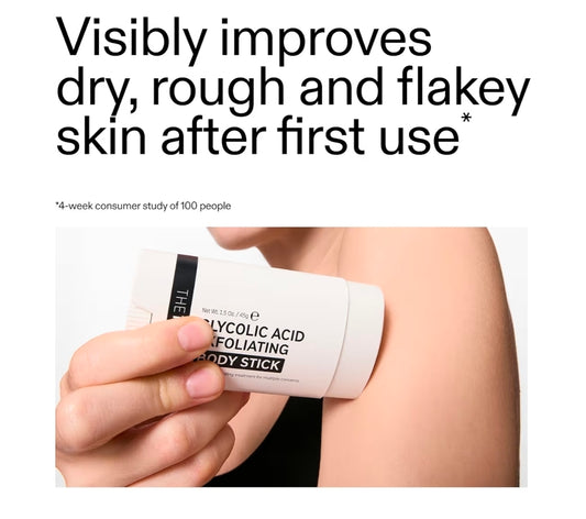 The INKEY List Glycolic Acid Exfoliating Body Stick - Deep Exfoliation for Rough, Bumpy Skin, Fragrance Free, Targets KP & Ingrown Hairs