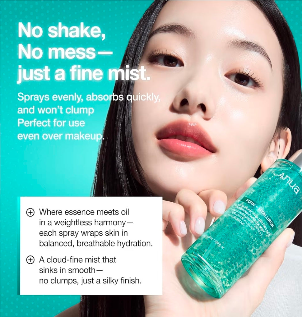 ANUA PDRN Collagen Glow Facial Serum Spray, Hydrating Face Mist, Hyaluronic Acid, dewy glass finish, All Skin Types, Instant Plumping Hydration, Firming Serum, 3.38oz