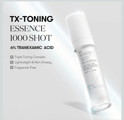 VT COSMETICS TX Toning Essence 1000 Shot - Tranexamic Acid (TXA) Serum with Niacinamide, Glutathione for Radiant Glass Skin Face, Dark Spots, Sun Spots, Age Spots, Acne Scar