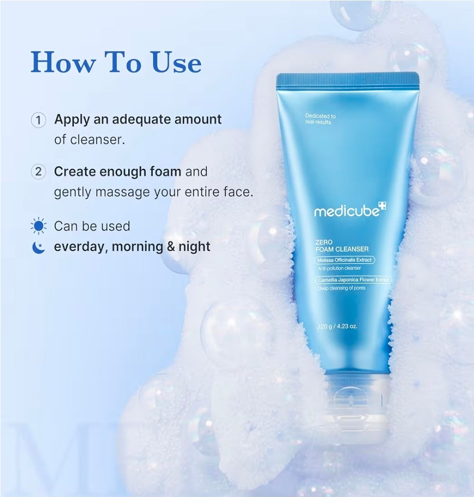 medicube Zero Foam Cleanser - Daily Gentle Cleansing Foam for Sensitive Skin, Excess Sebum Control, Hydration, Pore Minimization