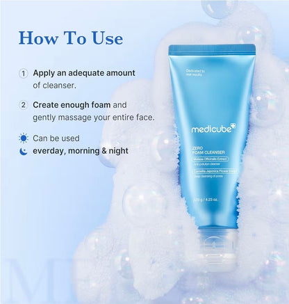 medicube Zero Foam Cleanser - Daily Gentle Cleansing Foam for Sensitive Skin, Excess Sebum Control, Hydration, Pore Minimization