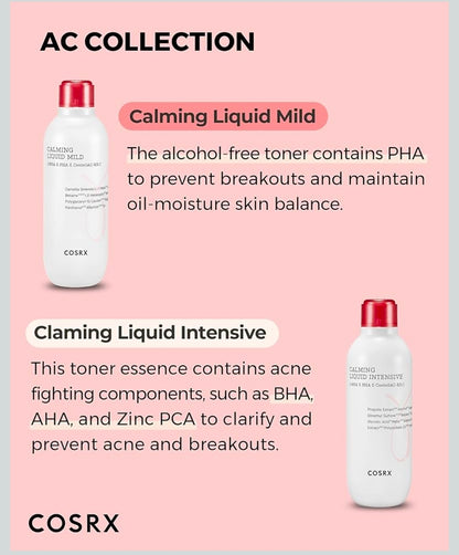 COSRX Calming Liquid Mild: solución perfecta que ayuda a prevenir el acné leve mientras se elimina el sebo con agua de té verde, BHA y PHA.