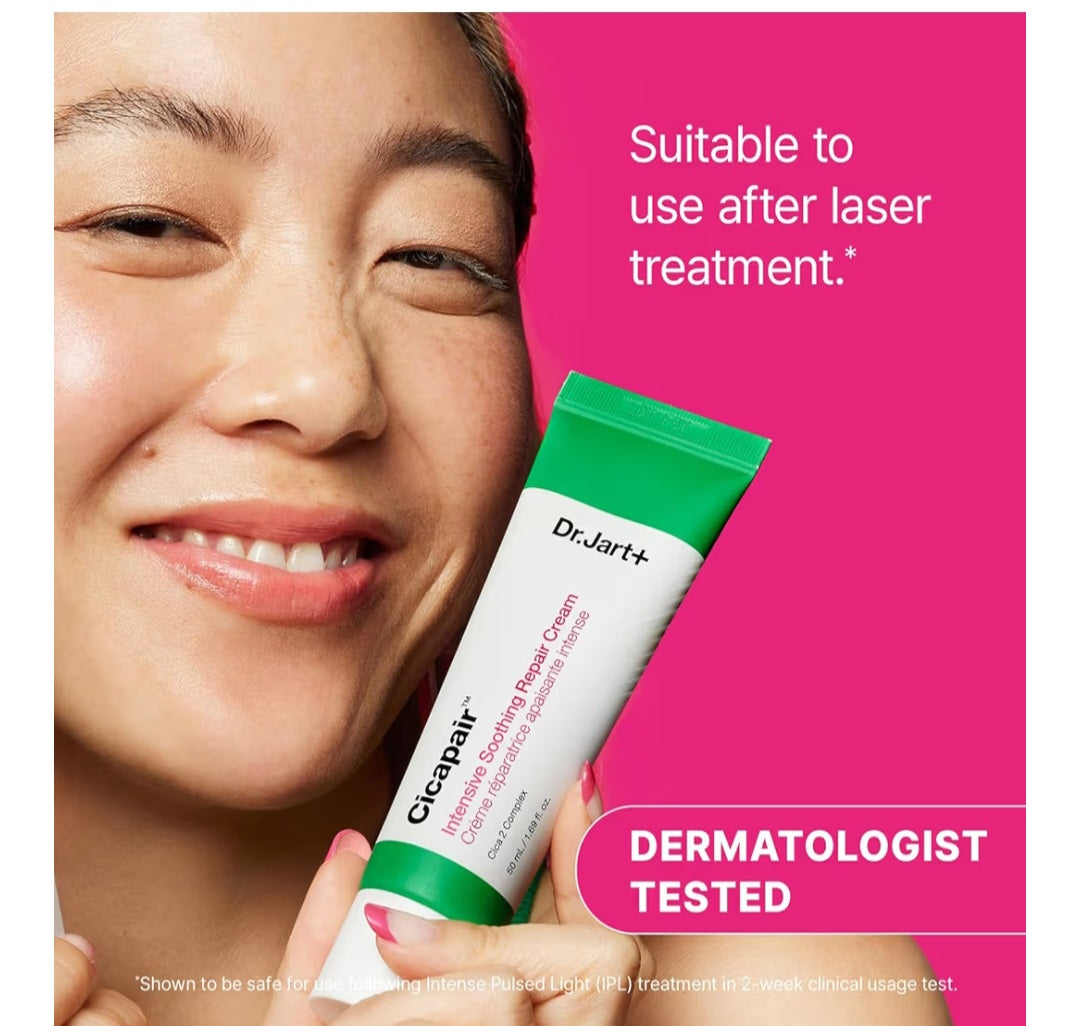Dr Jart Cicapair The Soothing Cica Trio - Intensive Soothing Repair Cream - 50ml + 2 Travel size 7 ml, Soothes irritated, sensitive and sensitized skin
