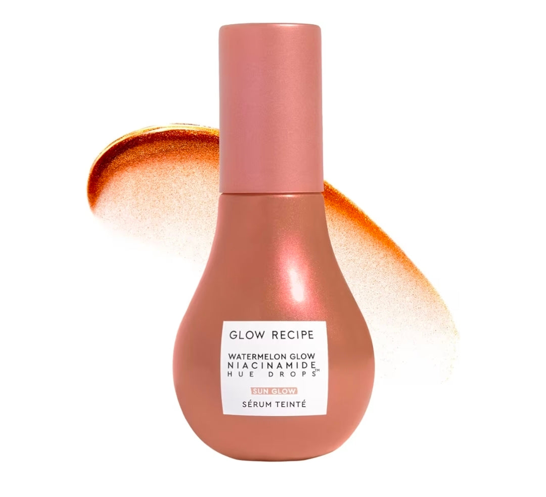Glow Recipe Watermelon Glow Niacinamide Hue Drops Serum Sun Glow - Bronzing Drops to Brighten & Hydrate - Makeup Primer & Liquid Highlighter to Blur Pores for a Radiant, Even Skin Tone