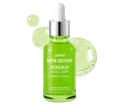 Jumiso Super Soothing Cica & Aloe Facial Serum - Suero hidratante, calmante y revitalizante para piel sensible, vegano, con extracto de centella y aloe.