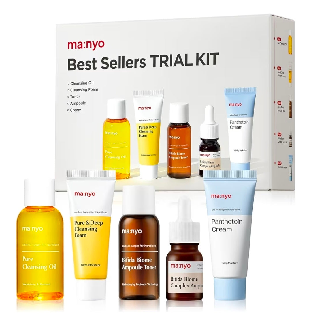 ma:nyo Travel Kit - 5 steps of skincare kit - The complete daily regimen - Cleansing, Hydrating, Soothing, Moisturizing + 1 Free Mixsoon Mask