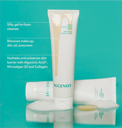 Algenist GENIUS Liquid Collagen Foaming Facial Cleanser - Hydrating Face Wash & Makeup Remover with Alguronic Acid and Microalgae Oil to Nourish & Restore Skin's Radiance