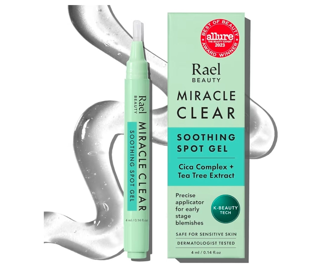 Rael Miracle Clear Spot Gel – Crema calmante con ácido succínico, árbol de té y cica calmante, ligera