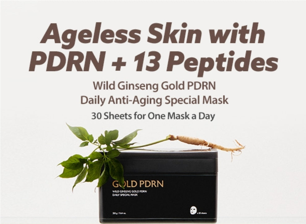MILKTOUCH Gold PDRN Daily Mask - Ginseng Serum, Nourishing Anti Aging Korean Face Masks for Mature Skin, Firming Tightening Lifting Loose Skin Wrinkle Fine Line -  30 Masks