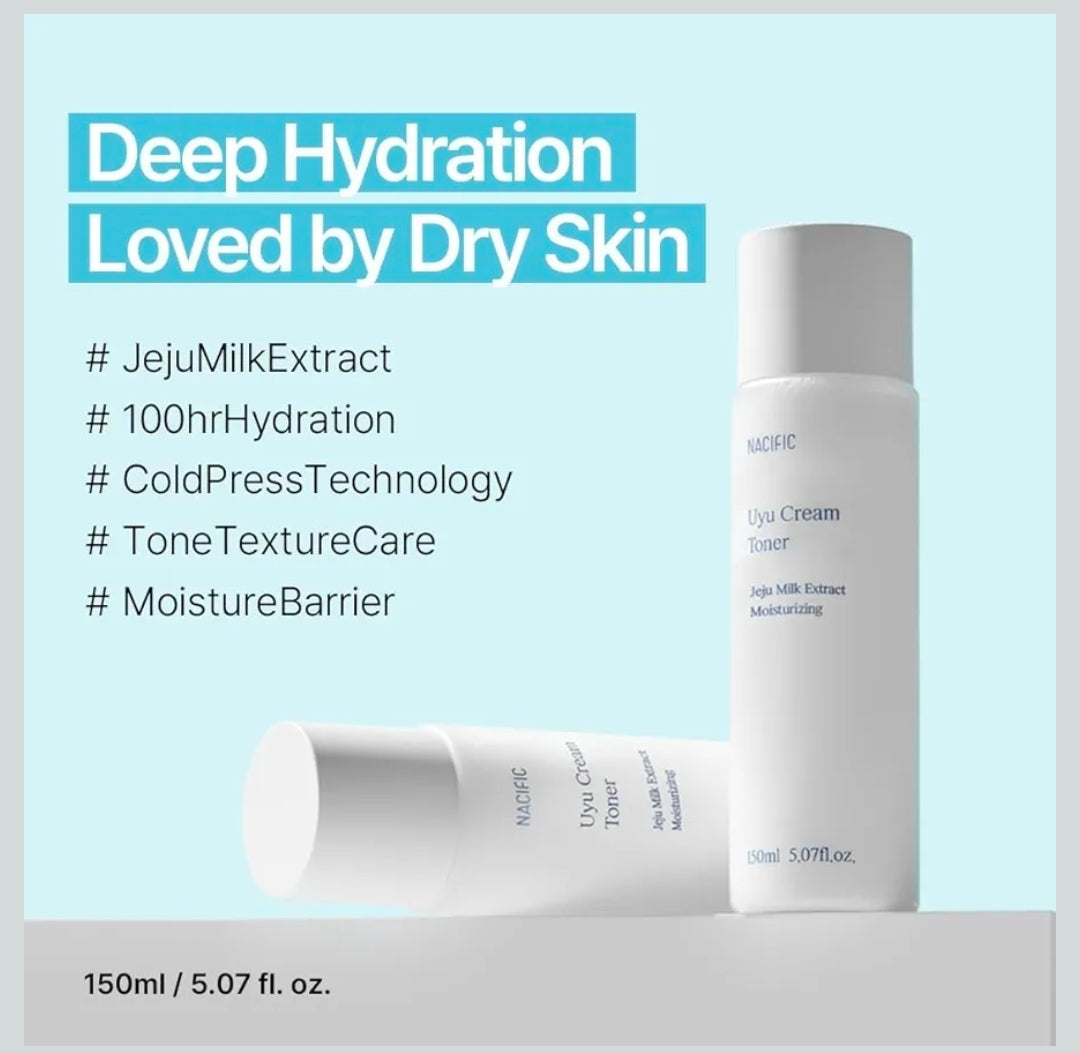 Tónico en crema NACIFIC Uyu - Extracto de leche de Jeju al 15%, complejo de ceramida 5, tónico hidratante lechoso para piel seca y sensible, refuerzo de la barrera cutánea, barrera de hidratación de larga duración.