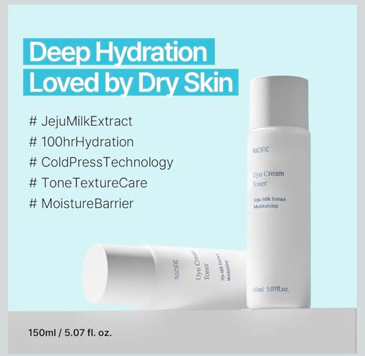 NACIFIC Uyu Cream Toner - Jeju Milk Extract 15%, Ceramide 5 Complex, Milky Hydrating Toner for Dry & Sensitive Skin, Skin Barrier Support, Long-Lasting Moisture Barrie