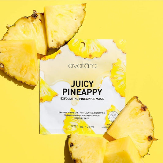 Avatara Juicy Pineappy Exfoliating Facial Mask - Pineapple Extracts Gently Removes Old Skin Cells for a Refreshed Look - 1 Mask