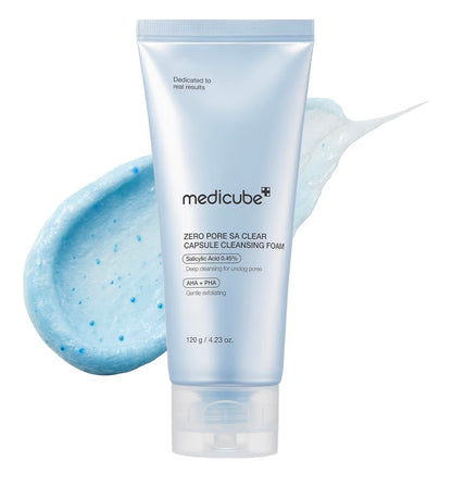 medicube Zero Pore Salicylic Acid Clear Capsule Cleansing Foam - Daily Gentle Cleanser with Exosome for Skin Texture, Blackhead & Pore Care, AHA, BHA & PHA for Deep Cleansing