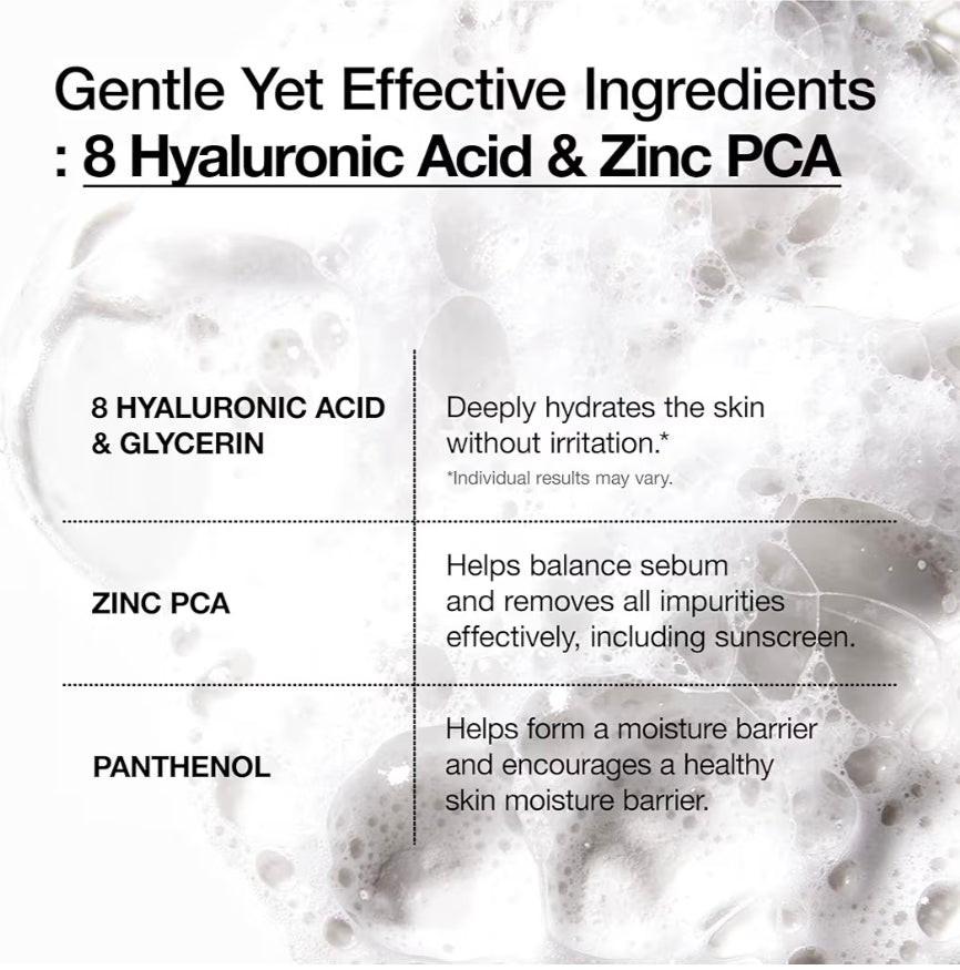 Anua Hyaluronic Acid 8 + Panthenol Cleanser - Hydrating Gentle Foaming Cleanser Hyaluronic Acid, Glycerin, Zinc, Panthenol, Korean Face Wash for Dry Skin