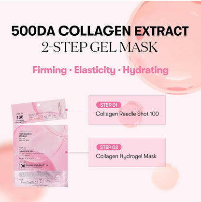 VT Cosmetics Collagen Reedle Shot 100 2-Step Hydrogel Mask - Intensive Firming, Exosome Collagen, Fine Lines, Overnight Melting - 1 Mask