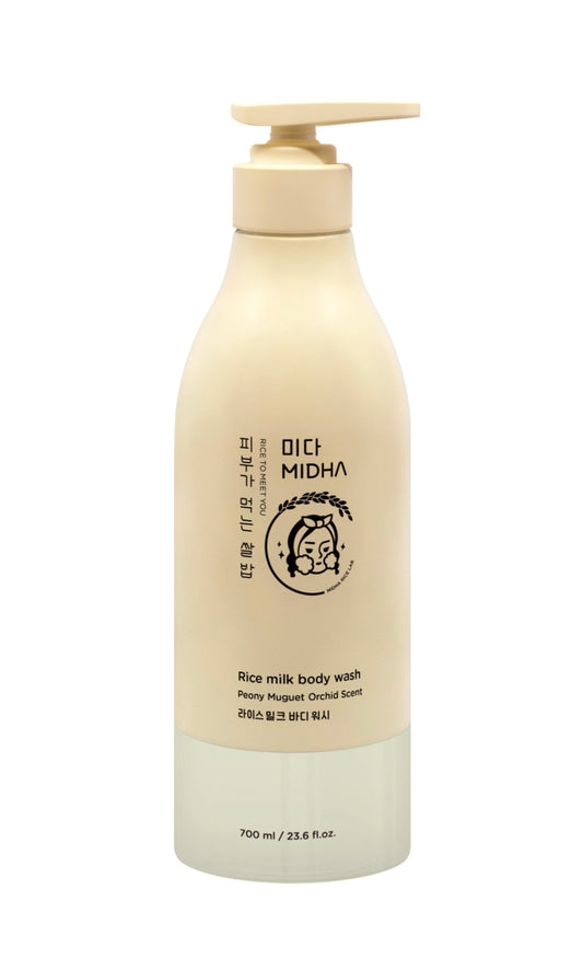 Midha Rice Milk Body Wash - Peony Muguet Orchid Scent - Leaves the skin feeling soft, refreshed, and moisturized