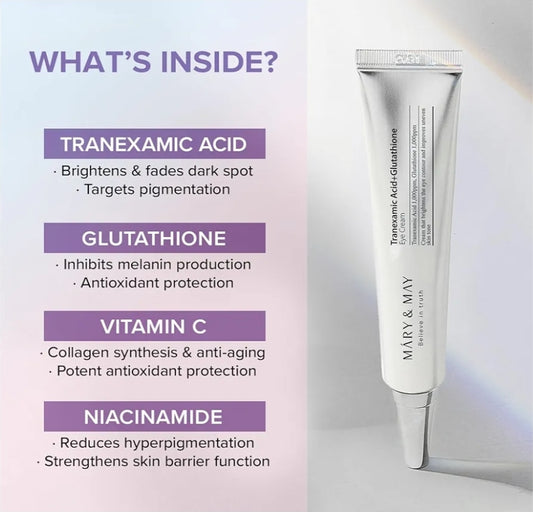 Mary & May Glutathione Eye Cream Special Set - Powerful Antioxidant, Reduces Dark Circles, Improve Uneven Skin Tone with Vitamin C - 3 Pack - 1.01 oz.+ 2 Minis