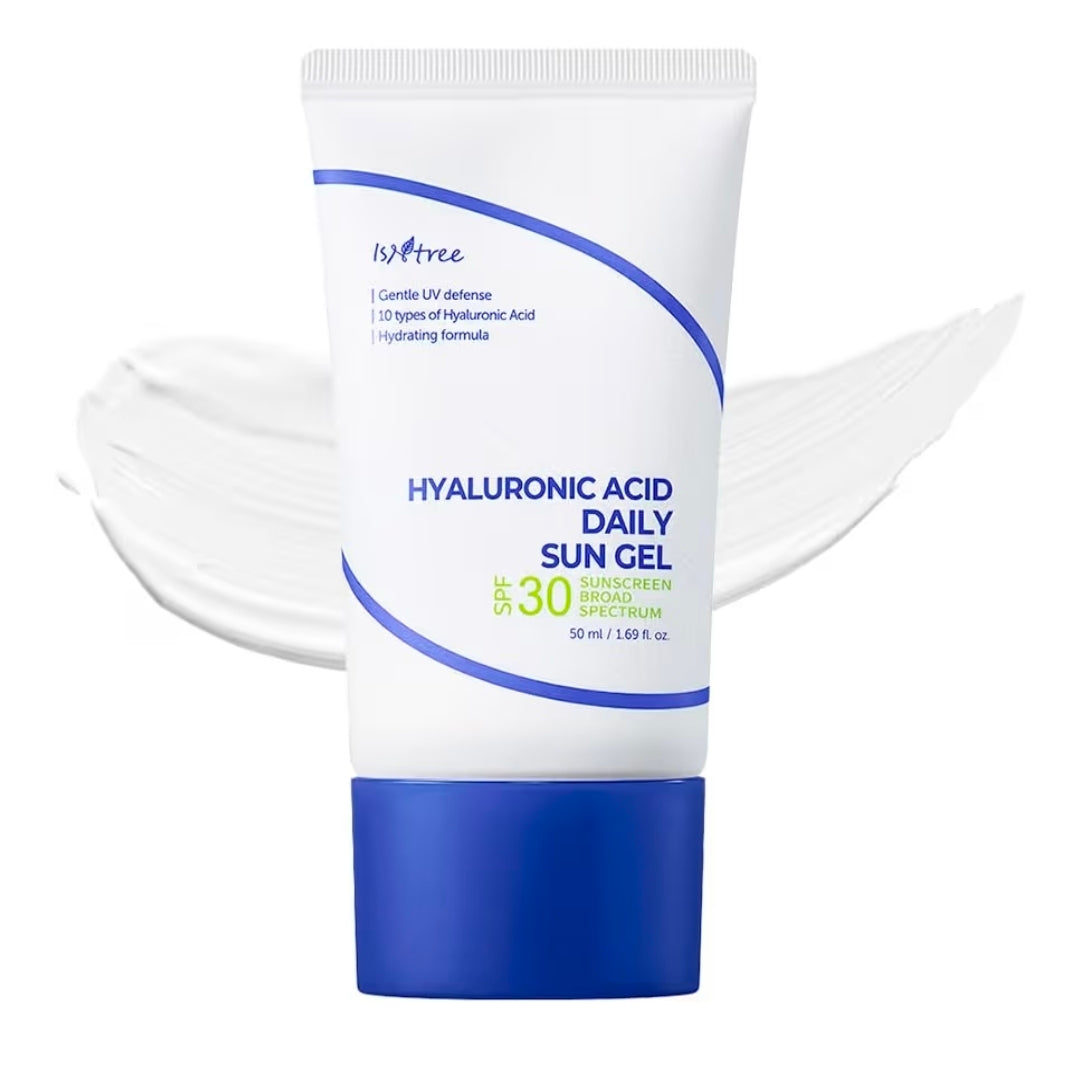 ISNTREE Gel solar diario con ácido hialurónico FPS 30: hidratante, sin tono blanco, fórmula ligera y suave, FPS diario, amplio espectro