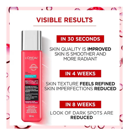 L'Oréal Paris Revitalift 5% Pure Glycolic Acid - Tónico exfoliante con aloe vera, sin alcohol ni fragancia